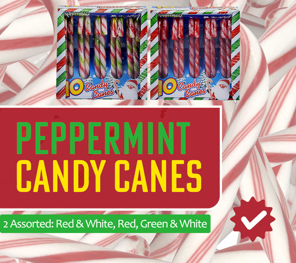 Pack Of 10 Christmas Candy canes, Peppermint Flavour  (24 Units )