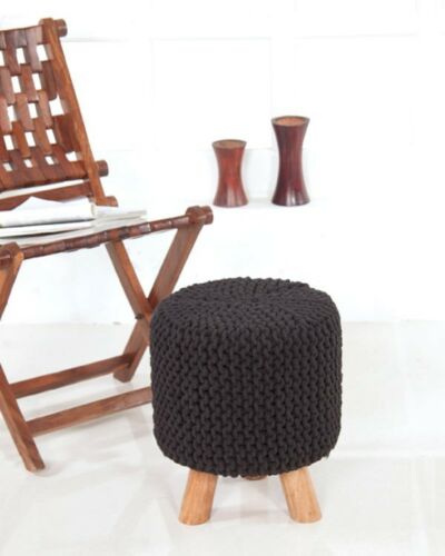 Foot Stool Hand Knitted Cover